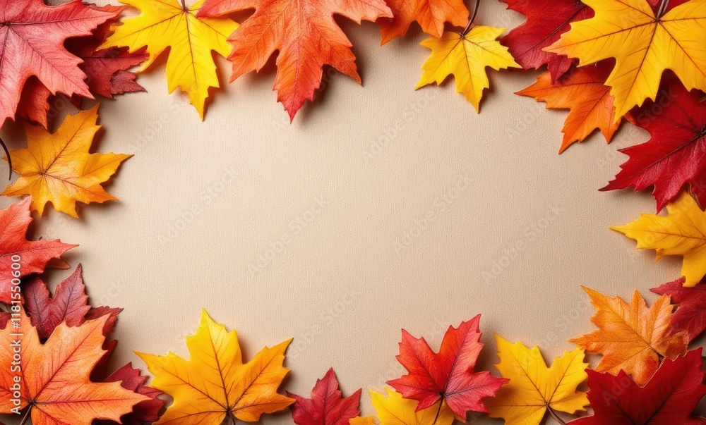 Vibrant autumn leaves on a neutral background Vibrant autumn leaves on a neutral background