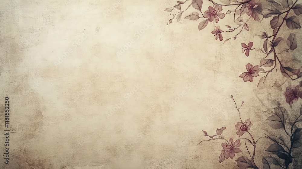 The blooms, scattered gracefully across the surface, create an enchanting contrast against the simplicity of the paper's earthy tones. The blooms, scattered gracefully across the surface, create an enchanting contrast against the simplicity of the paper's earthy tones.