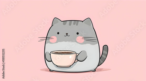 Cute Cat Enjoys a Warm Cup ...