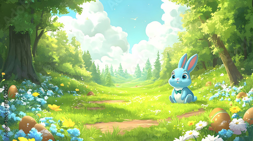 Blue Bunny Sits Peacefully ...