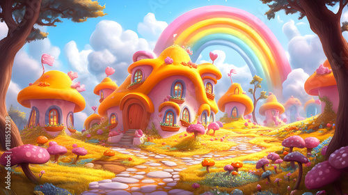 Mushroom Houses Shine Under...