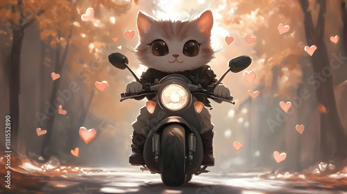 Cute Kitten Rides Motorcycl...