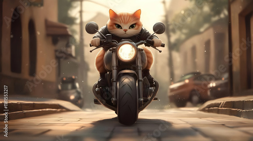 Cat Rides Motorcycle Down S...