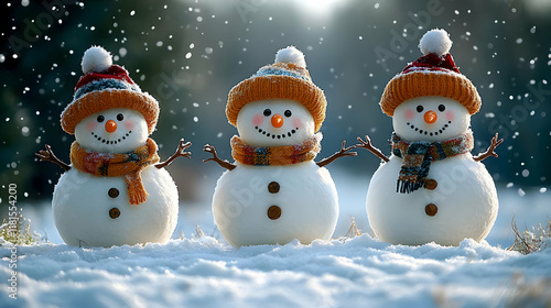 Snowmen Enjoy a Snowy Day i...