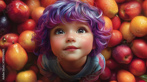 Child Amazed by Fresh Fruit...