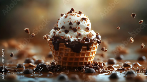 Ice Cream Drizzled with Cho...