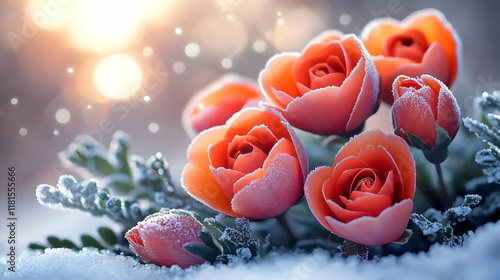 Frozen Roses Bloom in Winte...