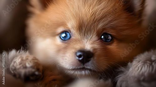 Adorable Puppy Looks into C...