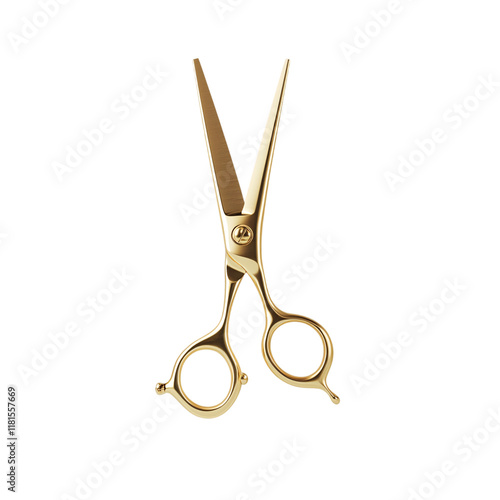 A luxury golden barber scissor on an isolated background