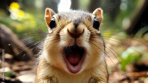 Chipmunk Opens Mouth Wide i...