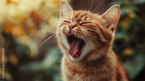 Yawning cat, laughing cat, Funny cat photo, set, funny portraits, animals, cute, silly, character, tabby, funny expression, funny pose, wide open mouth, tongue, teeth, eyes closed, tabby cat, ginger