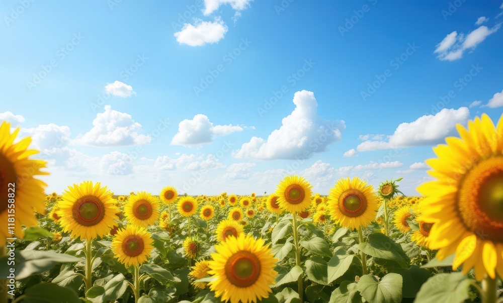 Vibrant sunflower field under blue sky Vibrant sunflower field under blue sky