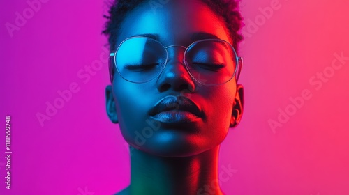 Concept, Sexual Identity, female sexuality, gender fluidity, identity, fluid, non binary, rainbow, love is love, close up of face of young woman, mixed race, inclusion, dreaming, colorful, portrait