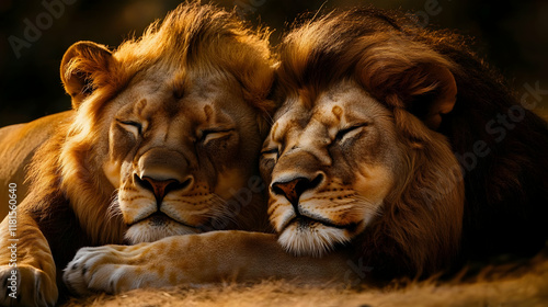 Lions Sleeping Together Pea...