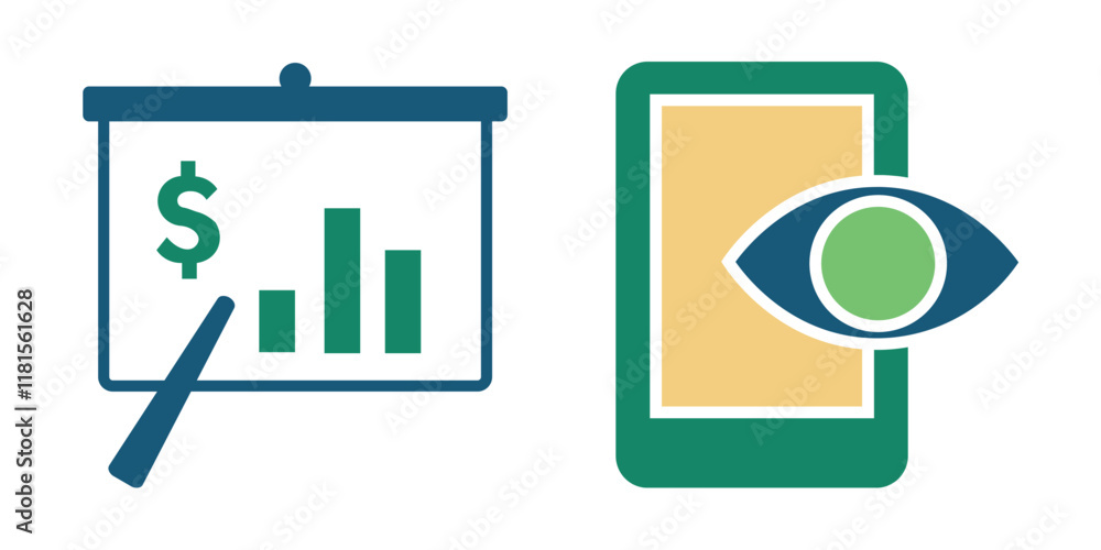 Minimal flat investment elements icons Minimal flat investment elements icons
