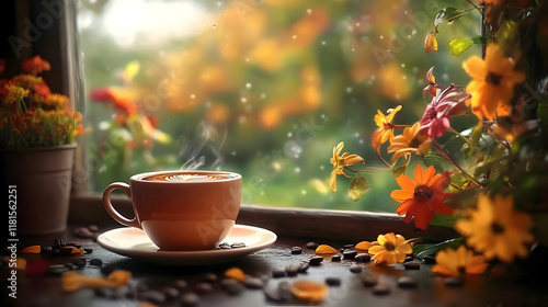 Hot Coffee Steams by Window...