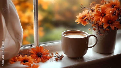 Autumn Coffee by Window wit...