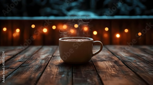 Hot Drink Steams on Cozy Ta...