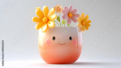 Wallpaper Mural Smiling Flower Pot Holds Colorful Flowers Decor Torontodigital.ca
