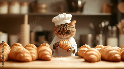 Cat Chef Bakes Croissants S...