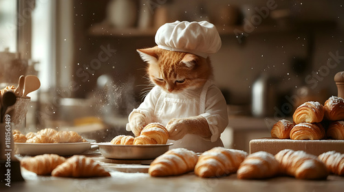 Cat Chef Bakes Croissants S...