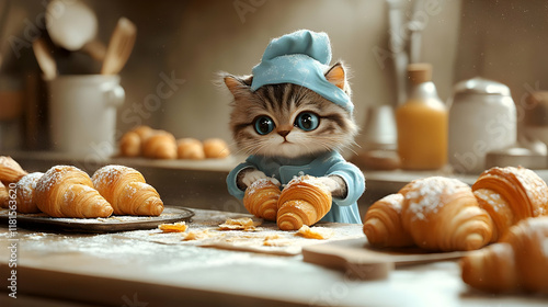 Kitten Baker Prepares Crois...