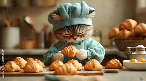 Cat Baker Prepares Croissan...