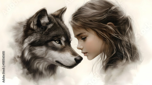 Wolf and Girl Share a Tende...