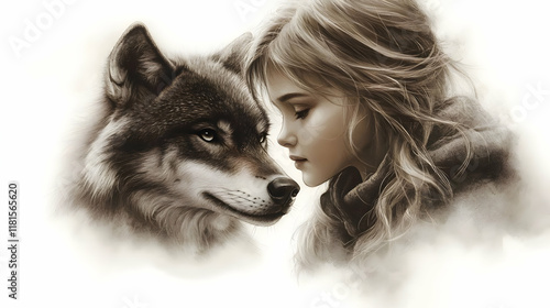 Wolf and Girl Share a Momen...