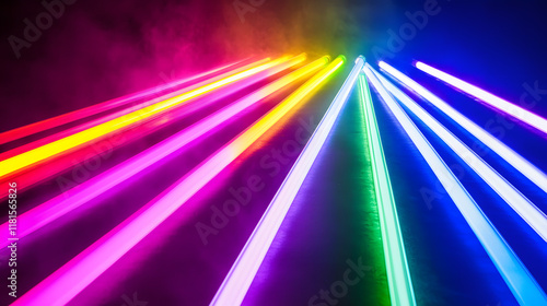 
Laser lines of light. Horizontal neon light. background