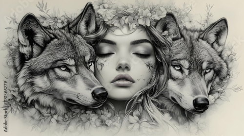 Wolves and Woman Embrace Ha...