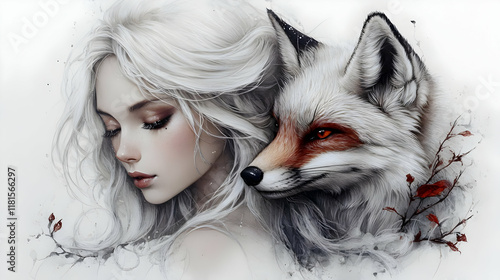 White Haired Woman and Fox ...