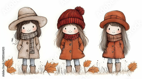 Autumn Girls Wear Coats and...