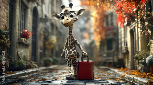 Giraffe Travels with Red Su...
