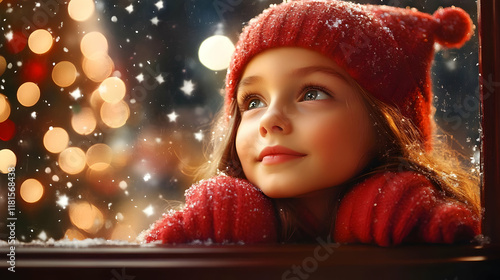 Child Looks Out Window at F...