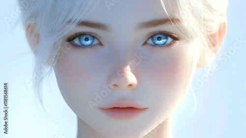 Face Shows Beauty with Blue...