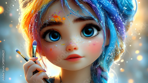 Colorful Girl Creates Art w...