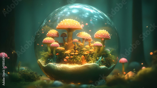Mushrooms Grow Inside Glass...