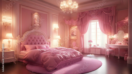 Pink Bedroom Interior Desig...