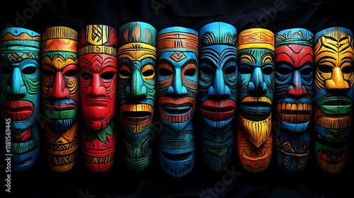 Colorful Tribal Masks Showc...