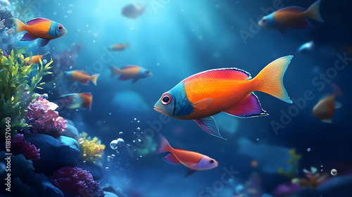 Colorful Fish Swim Graceful...