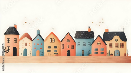 Charming Houses Line a Wood...