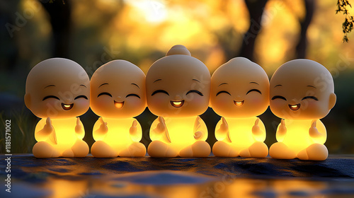 Cute Figures Glow Peacefull...