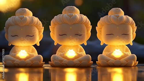 Three Meditating Figures Ra...