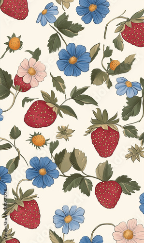 seamless pattern with strawberries