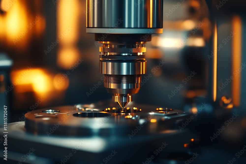 Precision metalworking machinery close-up in industrial factory showcasing cutting-edge technology : Generative AI Precision metalworking machinery close-up in industrial factory showcasing cutting-edge technology : Generative AI