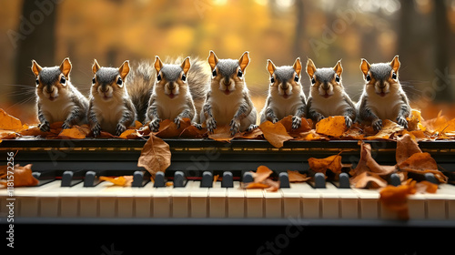 Squirrels Play Piano Keys i...