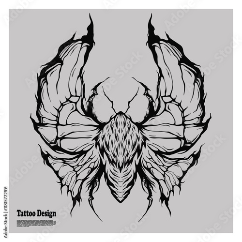 tattoo design of a killer animal with wide wings