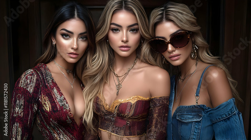 Three Fashion Models Pose, ...