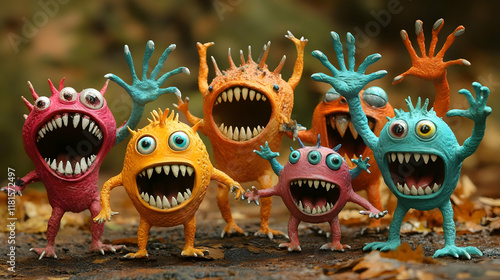 Colorful Monsters Roar and ...